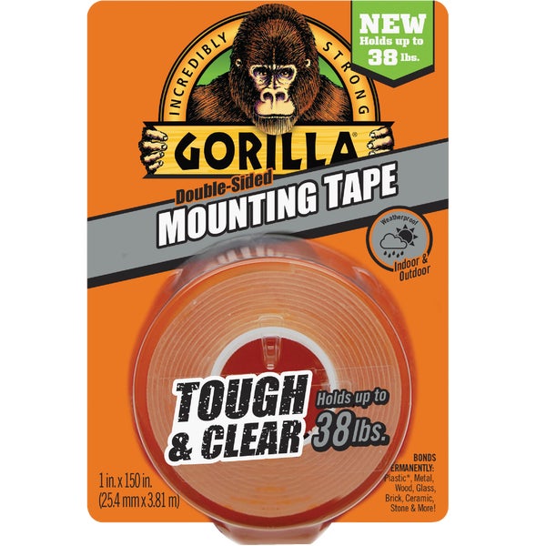 Gorilla Tough &amp; Clear Double-Sided Mounting Tape 38 Lb. Capacity 1 x 150In.