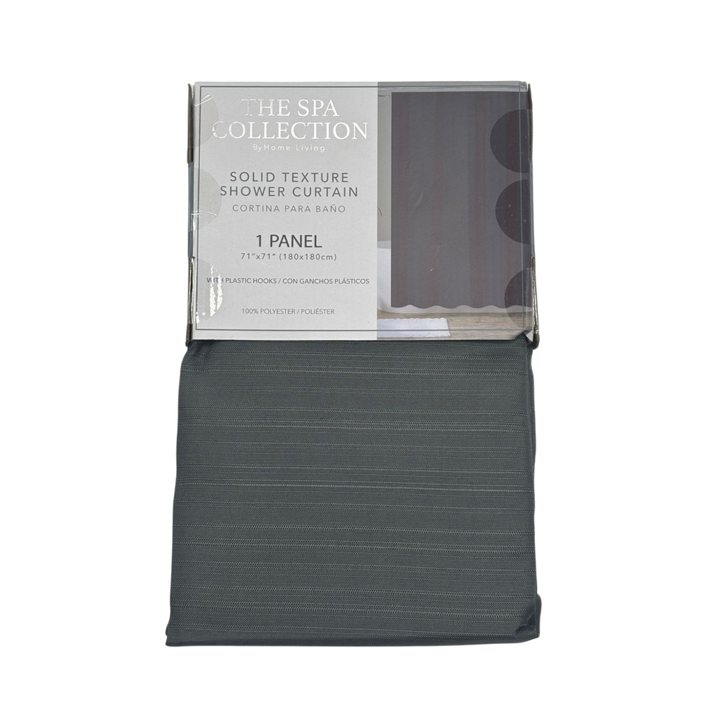 Spa Collection Solid Shower Curtain with Hooks, Charcoal