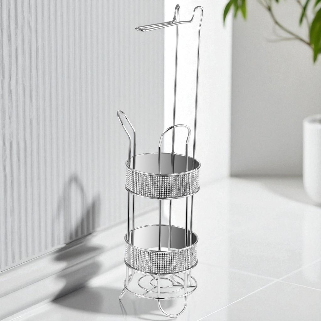 Royal Homes Freestanding Toilet Paper Holder, Diamond/ Chrome