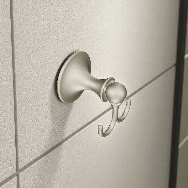 Moen Lounge Double Robe Hook, Brushed Nickel