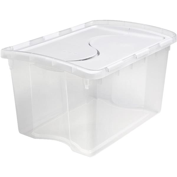 Sterilite Hinged Lid Storage Tote 48 Qt., Clear