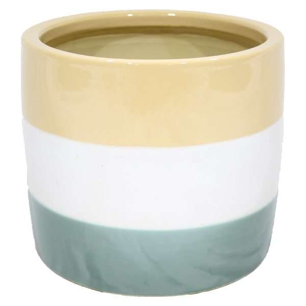 ****Classy Homes Ceramic Plant Pots Striped Multicolor S1