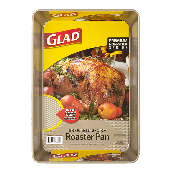 Glad Premium Roasting Pan 13.6 x 9.4 x 2.4 In., Gold