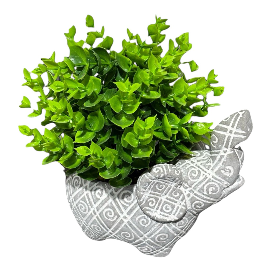 Decore Artifical Plant in Elephant-Shaped Cement Pot