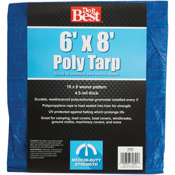 Do it Best Woven Medium Duty Poly Tarp 6 Ft. x 8 Ft. Blue