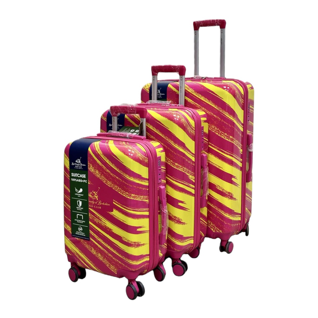 Royal County of Berkshire 3pc Luggage Set 20/ 24/ 28 In. Yellow/ Pink