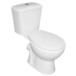 [S7034WH] Briggs Two-Piece, P-Trap Toilet, Elongated, Dual Flush Top Push Button, White