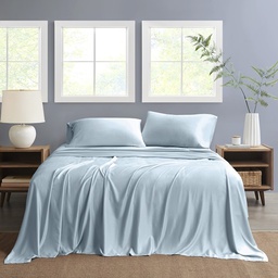 [NSH4PC-QUEEN-LBLU] Nautica Queen Sheet Set Solid 4pc Light Blue