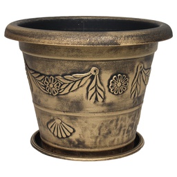 [RH3105G/ZY-132 / RH3105G / HHGD-FWPT-01004] Royal Homes Flowerpot with Saucer 19x15 In., Gold/ Silver, Copper