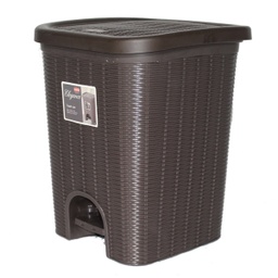 [MSKTC320-1/ZY-132 / MSKTC320-1 / HHSO-GBGB-01013] Mr. Save Plastic Step-On Trash Can 12.5x15.5 In. Blk/ Beige