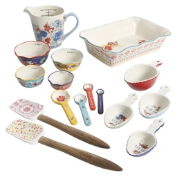 [128050.16R] ****The Pioneer Woman Floral Medley 16pc Bakware Set - Decorated Stoneware