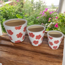 [HG 18-218/3  CHCPP17169] ****Classy Homes Ceramic Plant Pots Floral Multicolor 3 Piece Set