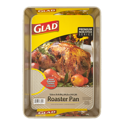 [GLD-780220 / GLD-780221] Glad Premium Roasting Pan 13.6 x 9.4 x 2.4 In., Gold