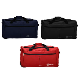 [066-03066] Clipper Club Rolling Duffel Bag 28 In., Black/ Blue/ Red