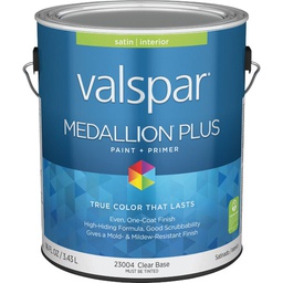 [028.0023004.007] ****Valspar Medallion Plus Premium Paint &amp; Primer Satin Interior Paint, Clear Base, 1 Gal.