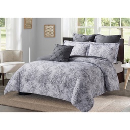 [BCSQ42246] Brighton Sagano Print 6pc Queen Comforter Set, Grey