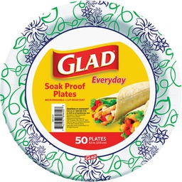 [BBP15070] Glad Everyday Paper Plates Round 8.5 In. Whimsical Floral (50-Count)