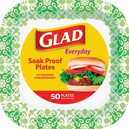 [BBP0102] Glad Everyday Paper Plates Square 10 In. Green (50-Count)