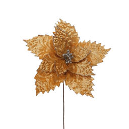 [831-AMX044-24138BC] ****Miro Christmas Poinsettia 11P 35x30cm Gold-Silver